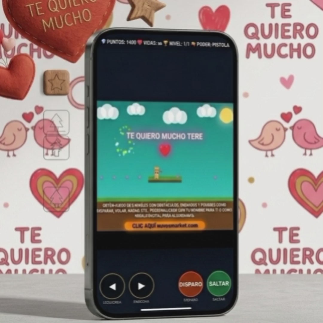 MENSAJE "TE QUIERO MUCHO" JUGABLE CON NOMBRE PERSONALIZABLE