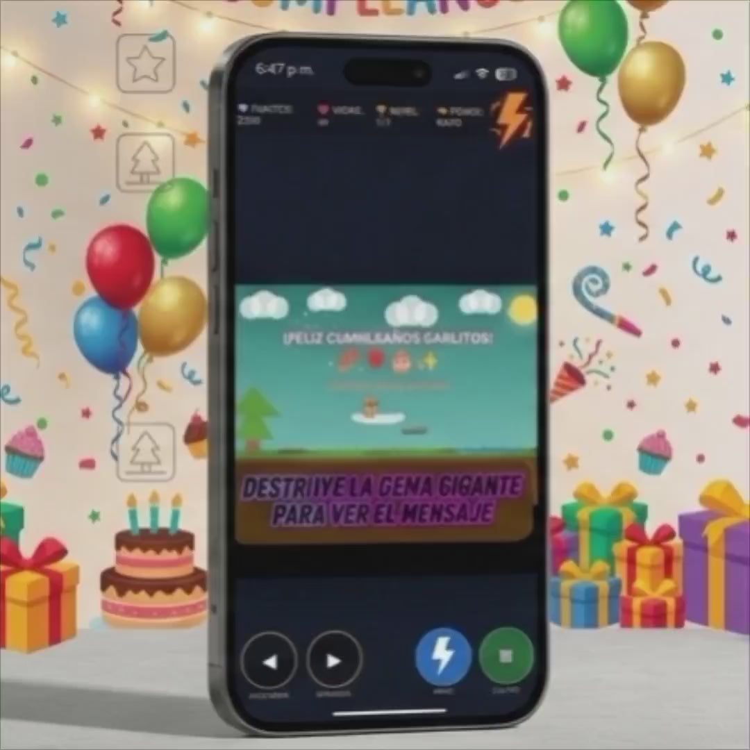 MENSAJE "FELIZ CUMPLEAÑOS" JUGABLE CON NOMBRE PERSONALIZABLE